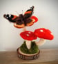Needle felted butterfly and toadstool indoor decoration  - Image 1