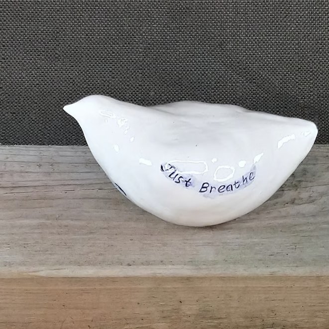 Just Breathe semicolon- Bird sculpture for stress relief and good vibes