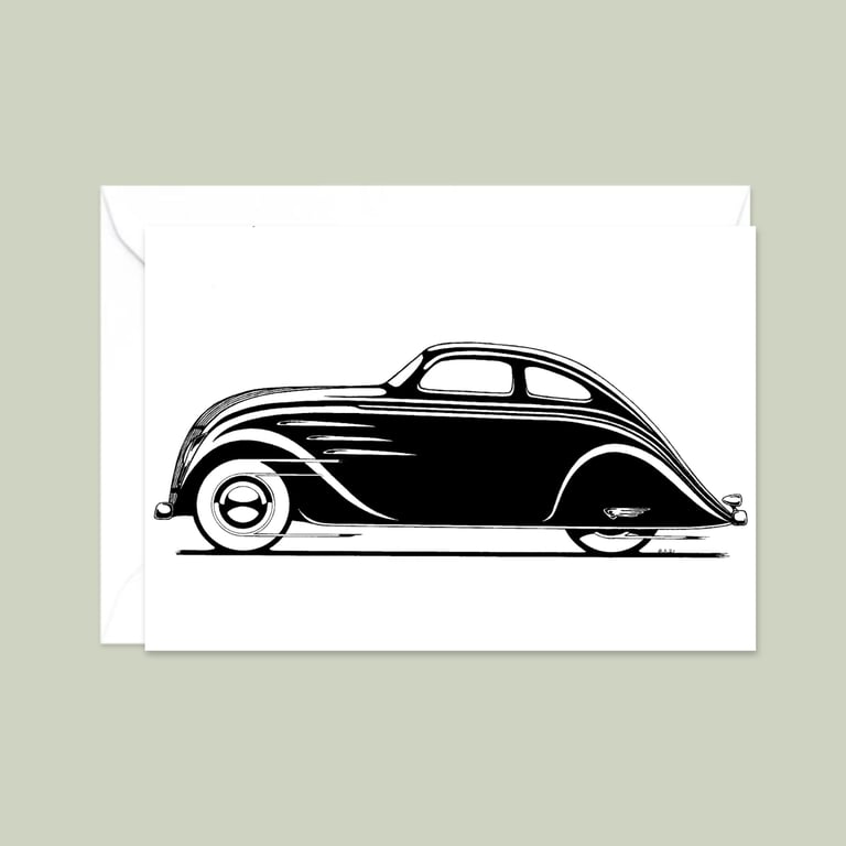 Classic Car Greeting Card: Pen and Ink Illustration (412)
