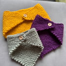 Hand Knit Cottagecore Dog Bandanas. Cosy Buttons & Country Charm