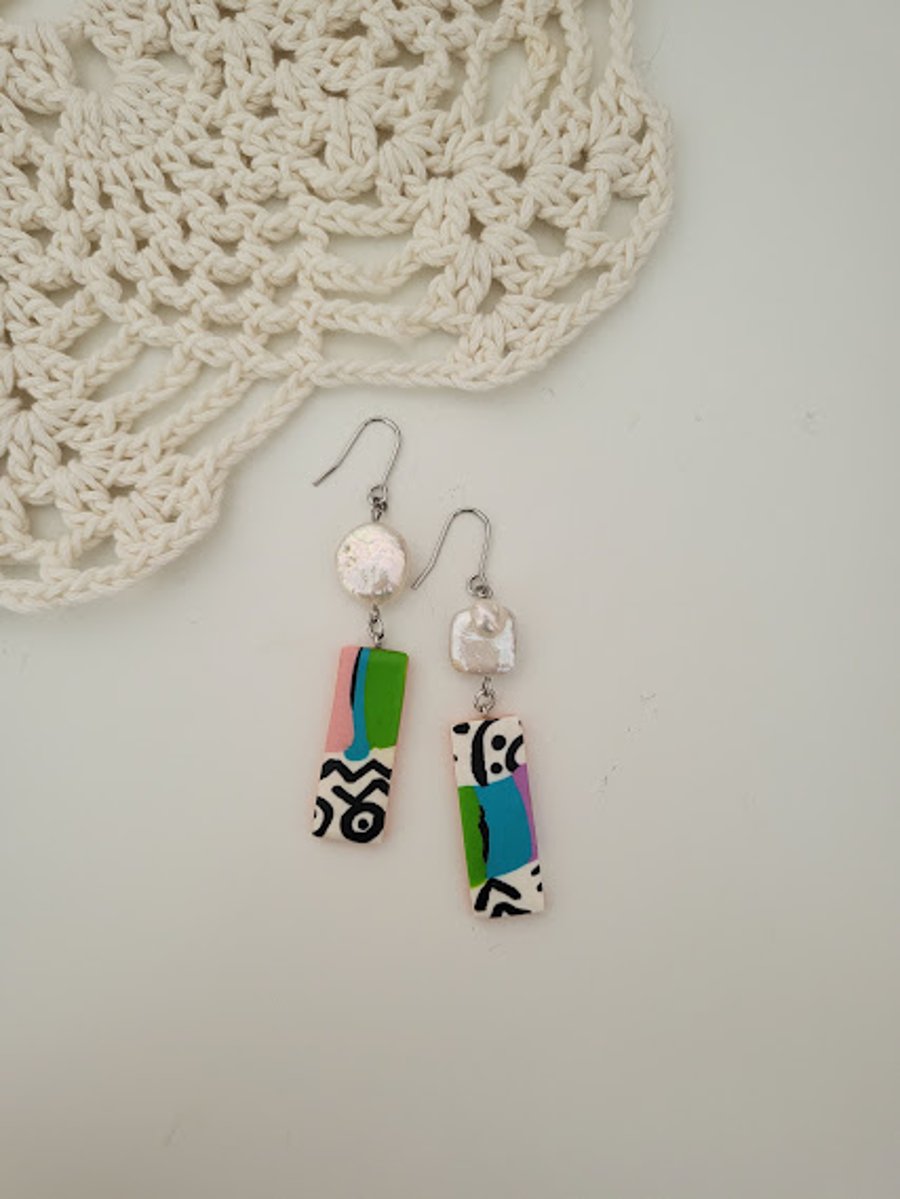 Handmade Abstract Pattern Polymer Clay Earrings - Artful Aura Earrings