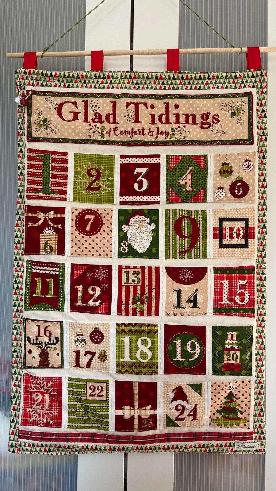 Christmas Advent Calendar with pockets Glad T... Folksy