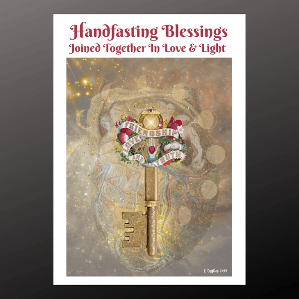 Handfasting Love & Light Card Key Heart Personalise Wiccan Pagan Wedding Seeded 