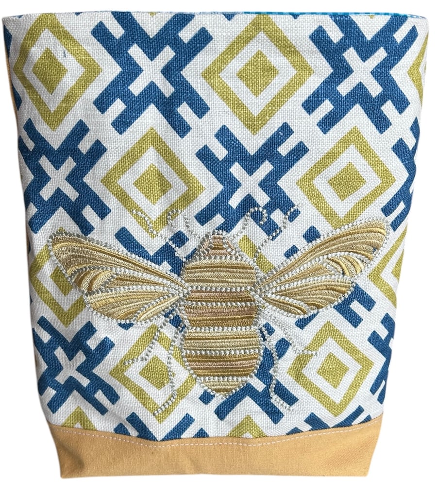 Bee Embroidered Fabric Basket