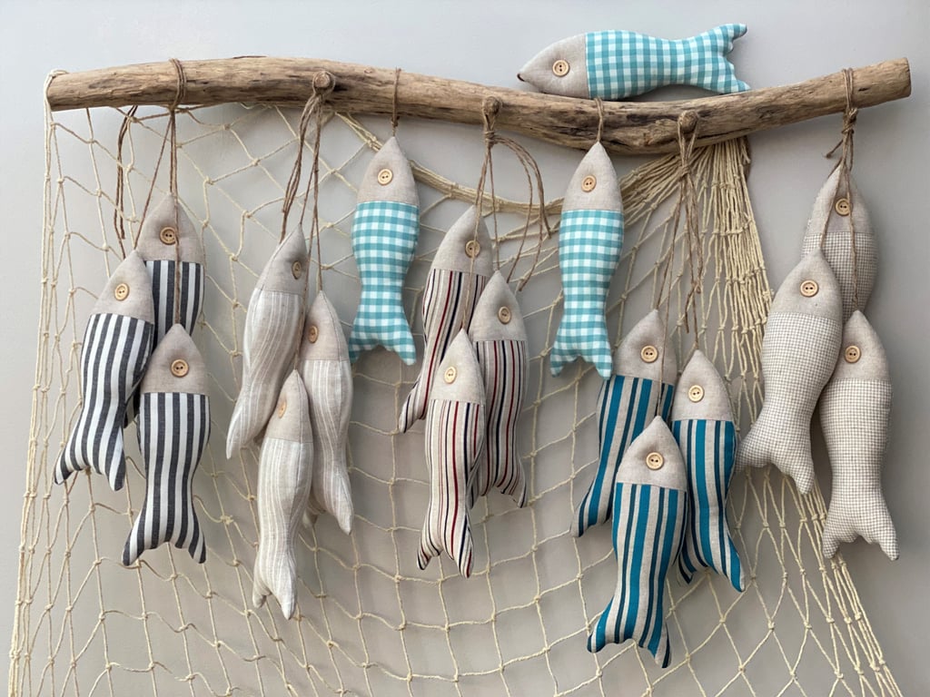 Fabric Fish Wall Hangings Coastal Marine Seaside Decor for Beach House