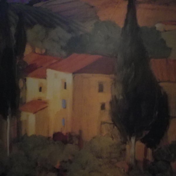  Tuscan Town House, A4 unframed , mounted, free hook & easel, free shipping 2494