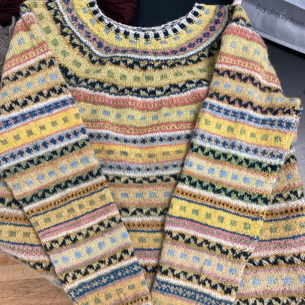 Handknit Wool jumper made with handspun and handdyed wool 