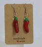 Handmade Red Chilli Pepper Dangle Earrings