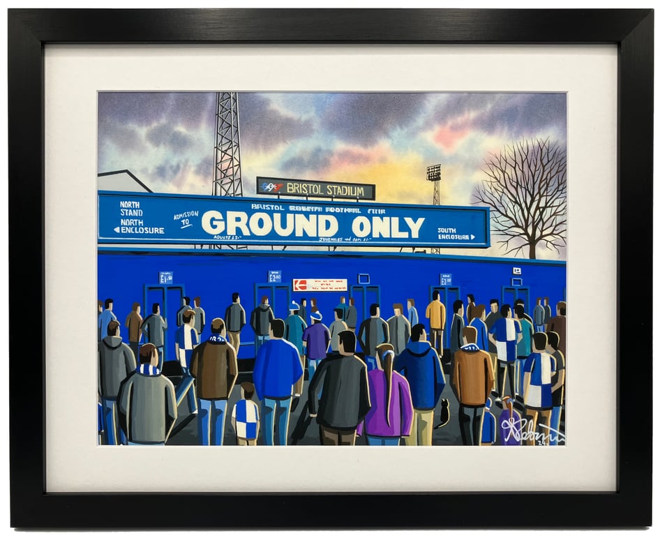 Bristol Rovers, Retro Eastville Framed, Football Art Print 14" x 11" Frame 