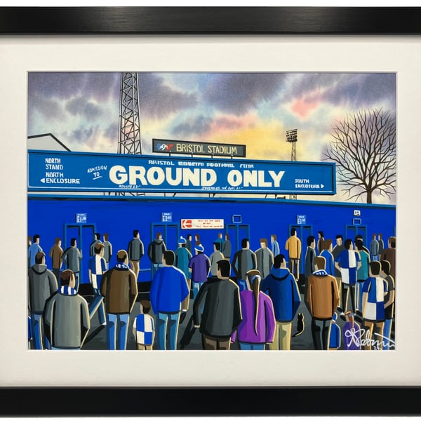 Bristol Rovers, Retro Eastville Framed, Football Art Print 14" x 11" Frame 