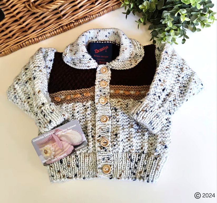 Designer Baby Boys Cardigan Hand Knitted Size 6-12 months size