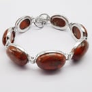 Jasper Gemstone Cabochon Brecciated Bracelet with Toggle Clasp. Perfect Gift
