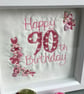 Happy 90 th birthday embroidered picture.