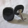 Handmade glass chunky cufflinks - Smooth as steel