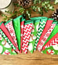 Handmade Red & Green Christmas Bunting (Extra Long) - Handmade Fabric Garland