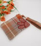 Check clutch bag with clip on handle and flower applique.  - Image 10