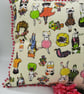 Crazy cats 16" cushion cover with pink bobble trim, free uk delivery.    - Image 3
