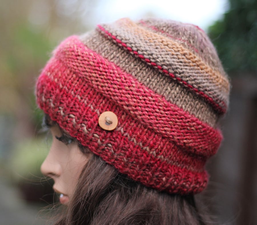Knitted hat, womens beanie, multicolour, gift guide for her
