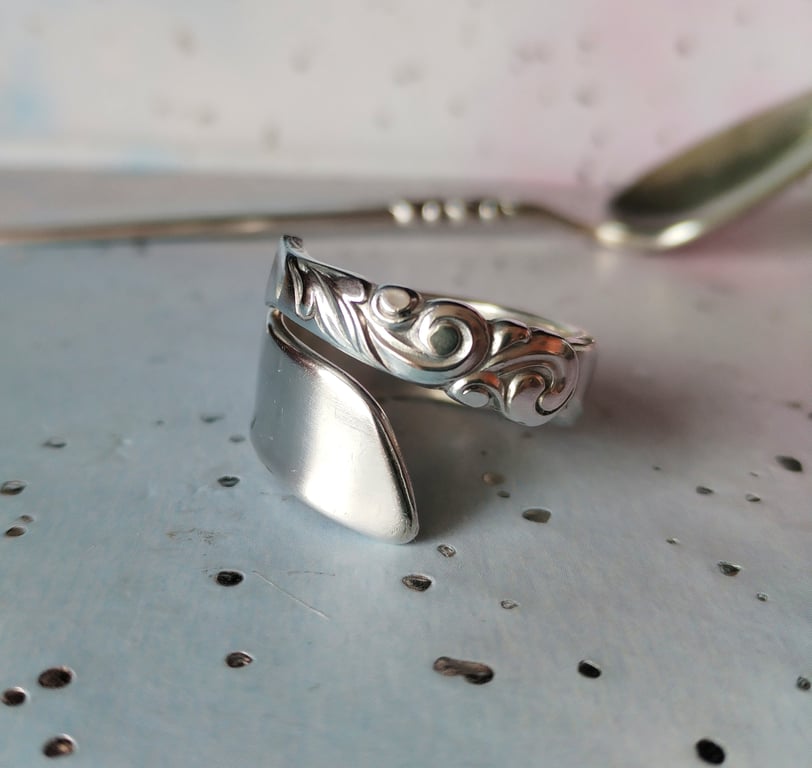 Handmade silver plated spoon ring. Sized M to Z 