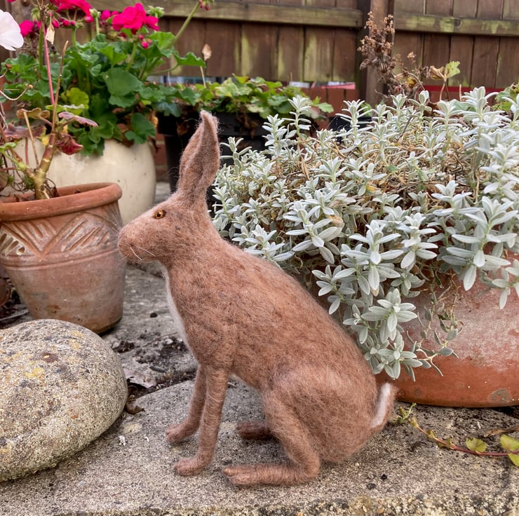 Woollen sculpture, needle felted brown hare - Folksy