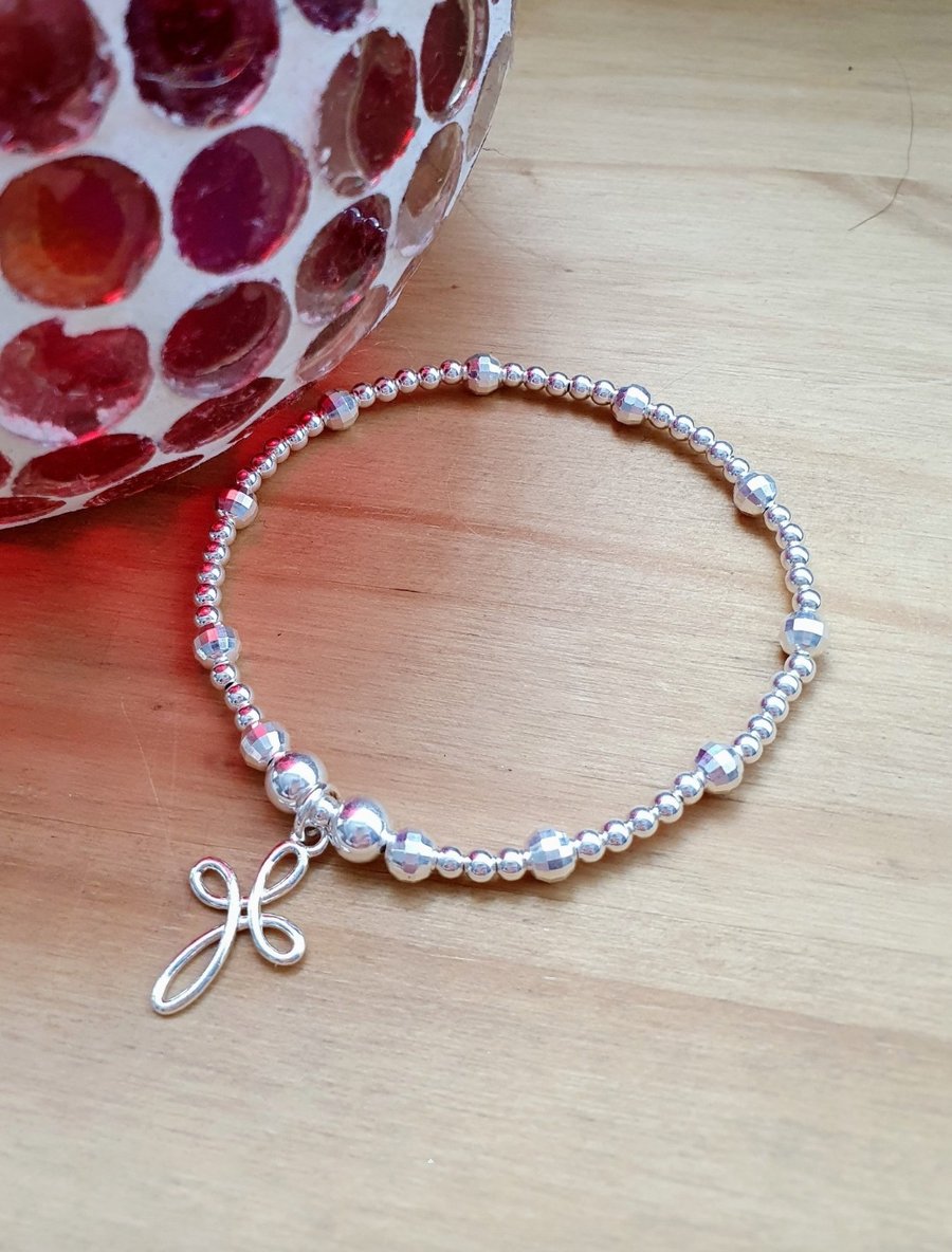 Cross bracelet, Sterling silver Bracelet, Religious gift thoughtful gift