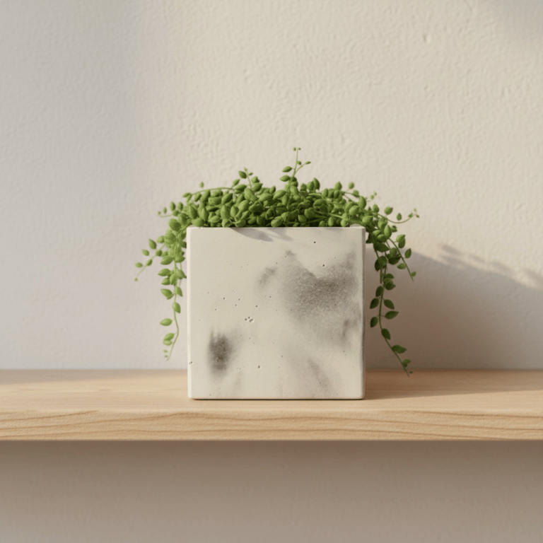 10 cm Marbled Concrete Square Plant Pot Indoor Planter