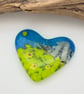 Standing Stones and Daffodil Flowers Fused Glass Heart - Image 3