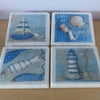 Set of 4 Marble Seaside Coasters