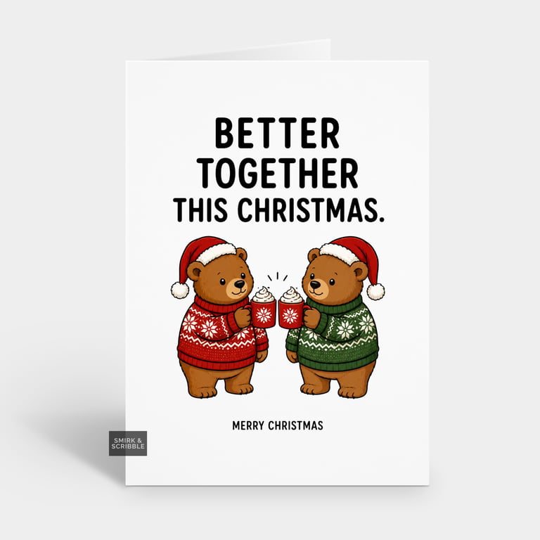 Funny Christmas Card - Cute Bear Friends