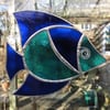 Stained Glass Fish Suncatcher - Blue and Turquoise