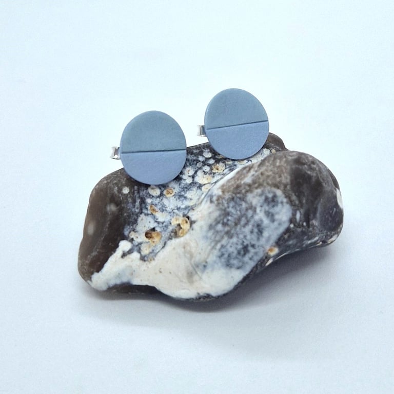 Earrings CHOOSE COLOUR Porcelain Round Glazed Ceramic Sterling Silver Studs