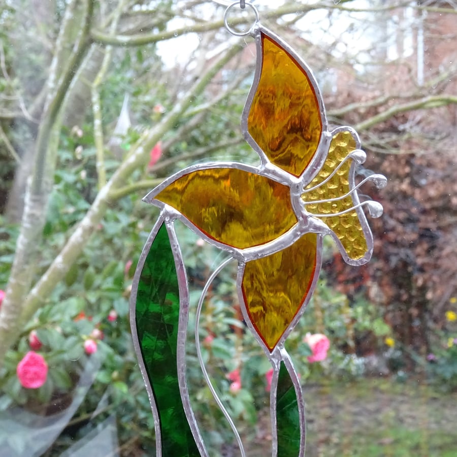 Stained Glass Daffodil Suncatcher