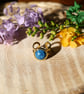 Sparkly Adjustable Hypoallergenic Stainless Steel Ring - Light Blue and Gold