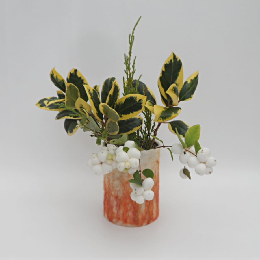 Felt Cover for "tin can" planter or pot, orange - SALE