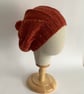 SLOUCH HAT  with pom-pom .'Delphine' . Wool blend .Russet .Tweed. - Image 1