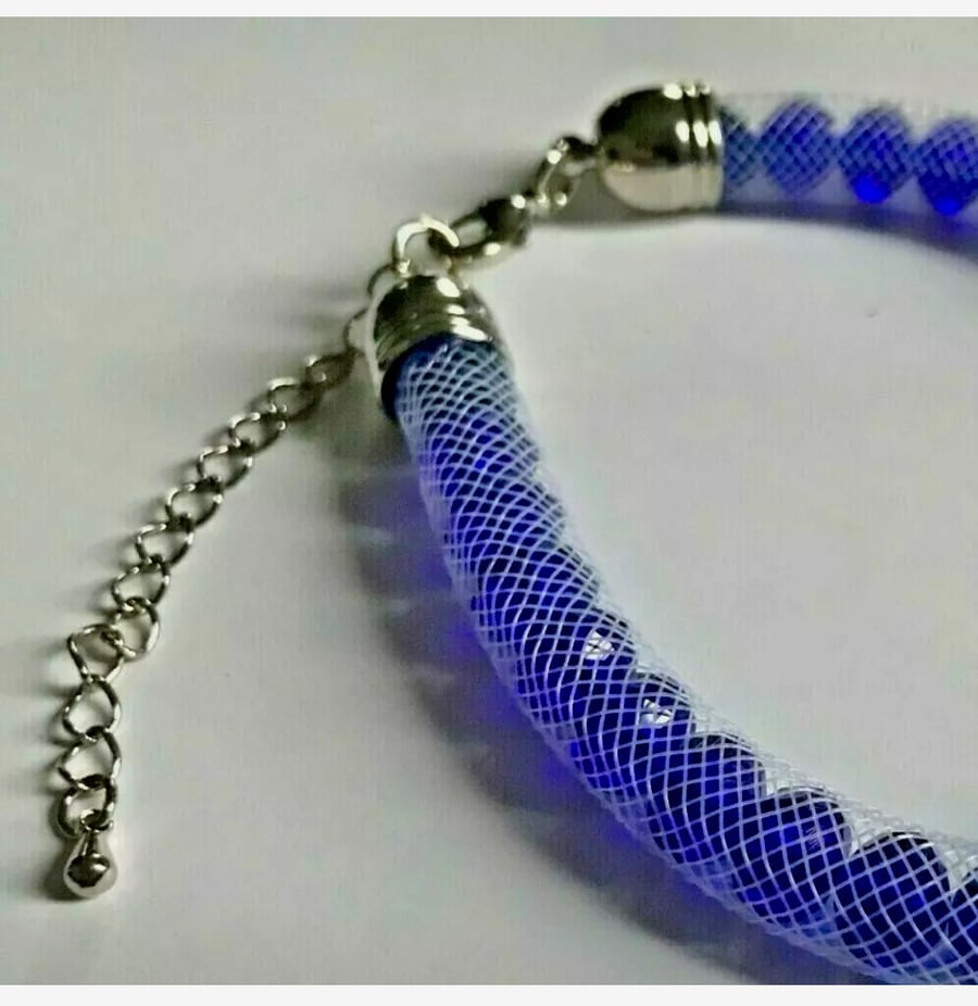 Royal Blue Mesh Bracelet. 8 inch with Ext Chain. Will fit 6.5" Wrist