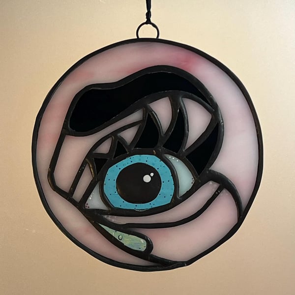 Stained Glass Eye with Tear Suncatcher Window Art