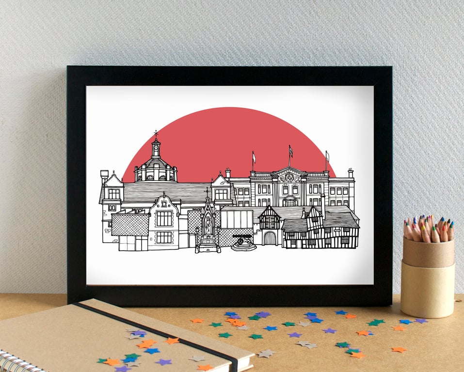 Maidstone Skyline Art Print