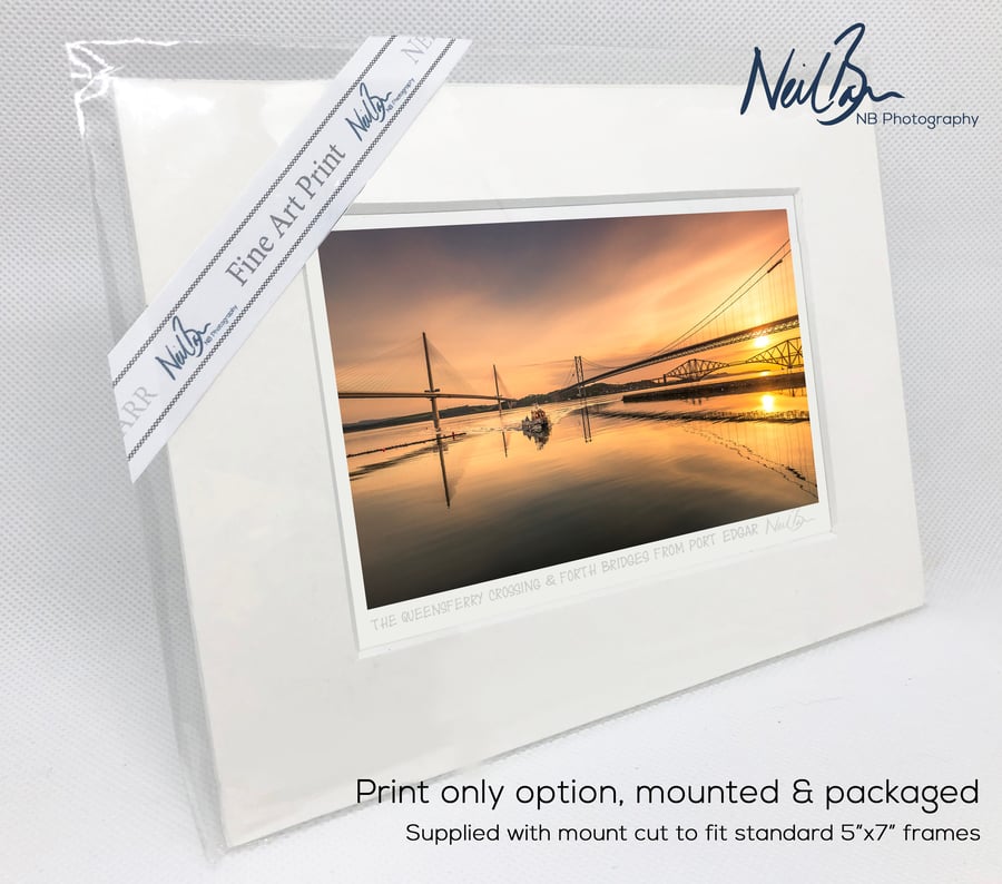 Queensferry Crossing & Forth Bridges frm Port Edgar - A6 (7"x5") Unframed Print