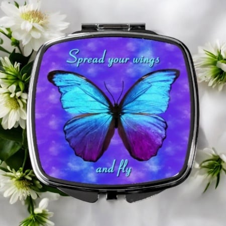 Butterfly Make up Mirror with quote or personalized