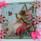 Fairy - Hand Crafted Decoupage Greeting Card - Blank - 2928