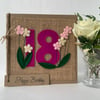 18th Handmade Birthday Card from felt. Keepsake Card. Textile card.