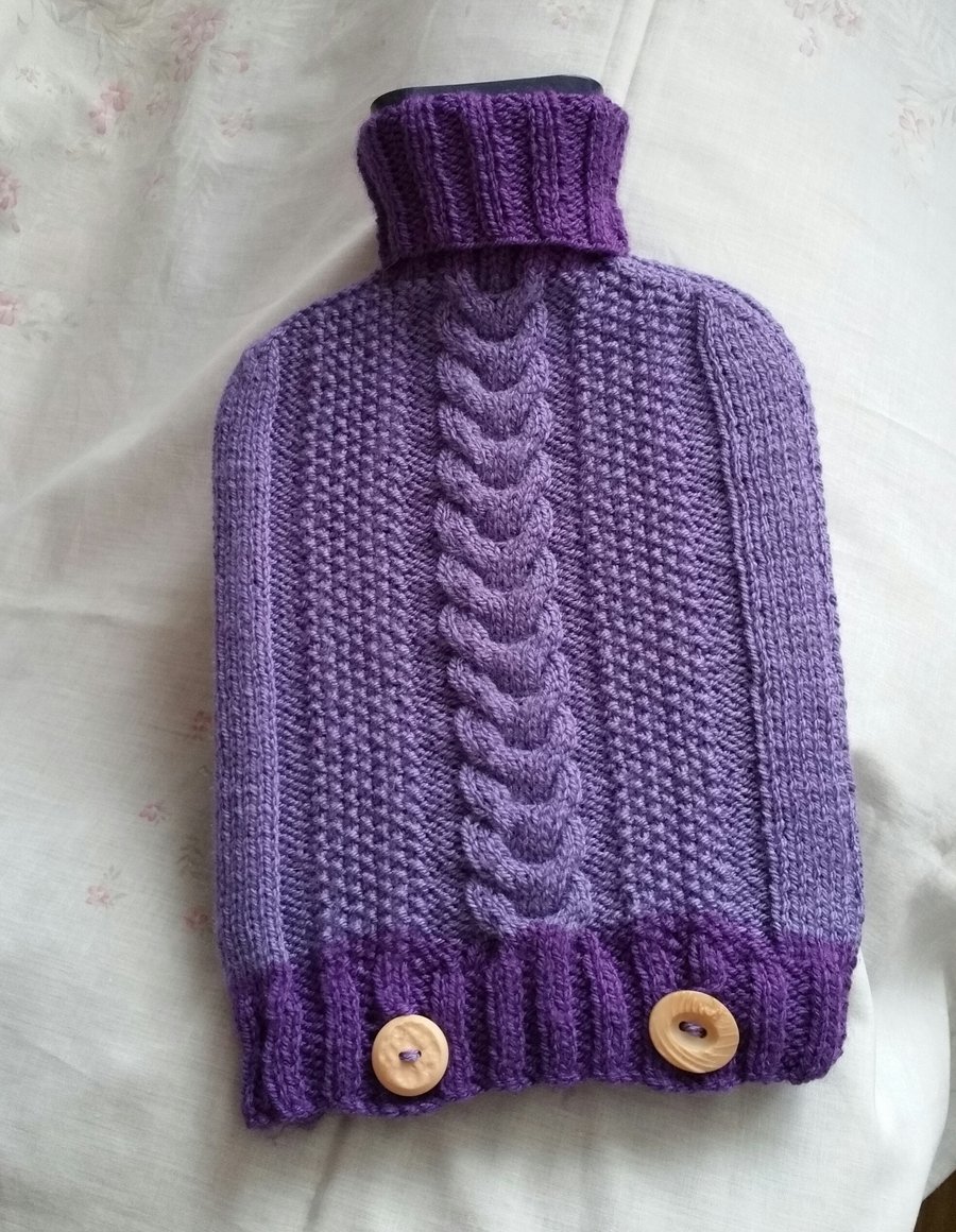Seconds Sunday, Two-tone purple hot water bottle cover, 