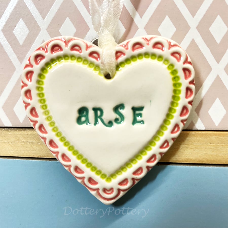 Small Ceramic heart decoration Swear words 