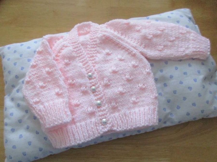 14" Baby Girls Knots Patterned V Neck Cardigan