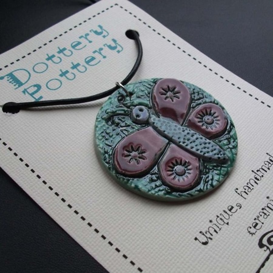 Ceramic butterfly pendant