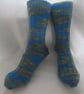 Hand-cranked Knitted Ribbed Wool Socks Size 8 to 9 - Image 1