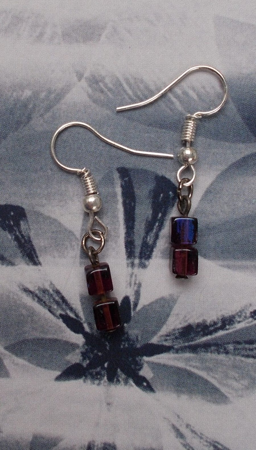 Tiny Purple Cube Earrings