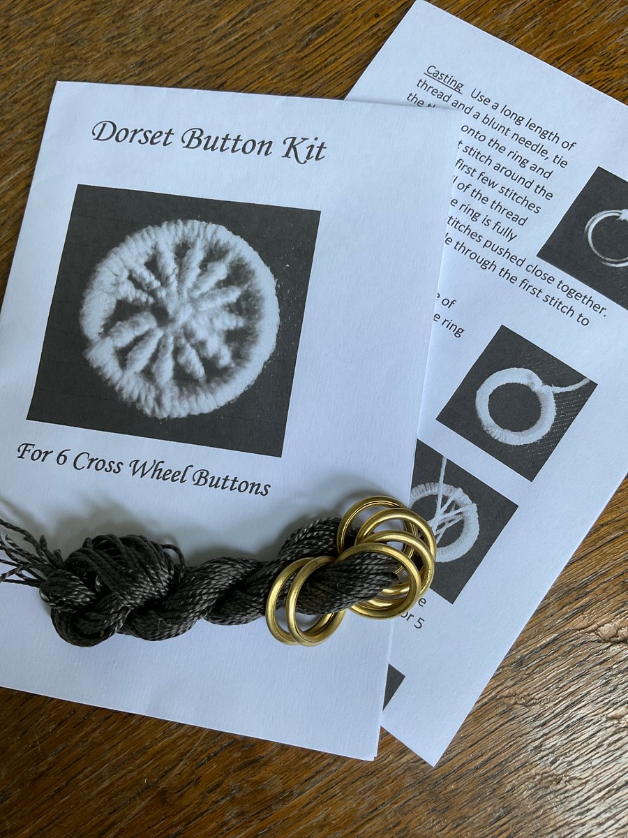 Kit to Make 6 x Dorset Cross Wheel Buttons, Dark Grey