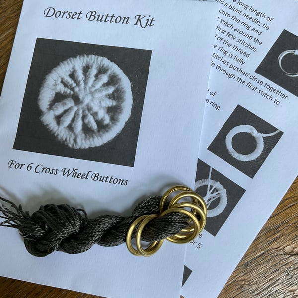 Kit to Make 6 x Dorset Cross Wheel Buttons, Dark Grey